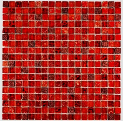 Glasmosaik Mosaikfliese rot Resin dunkelrot BAD WC Küchenfliese WAND Fliesenspiegel - MOS92-0904