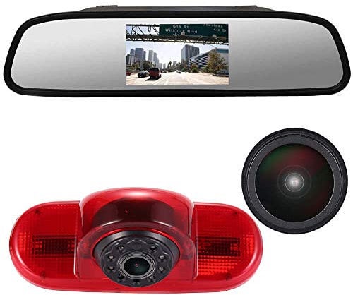Navinio 1280x720 pixels Auto Dritte Dach Top Mount Bremsleuchte Kamera Bremslicht Rückfahrkamera für Opel Vivaro Surf Concept Life Combo Vauxhall Renault Trafic FIAT Talento Nissan+4.3 LCD Monitor HD