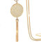 Gleamart Long Colliers Disque Cercle Pendentif Tassel Fringe Déclaration Collier pour Les Femmes Or 01