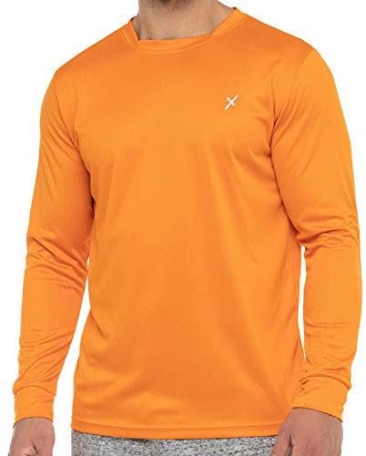 CFLEX Herren Fitness Shirt Langarm, Sporthemd Longsleeve, Quickdry Piqué - Orange L