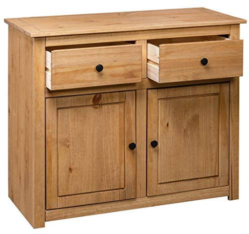 Festnight Sideboard Kommode Beistellschrank Mehrzweckschrank Anrichte Schrank 93 x 40 x 80 cm Massivholz Panama-Kiefer Natürliche Holzfarbe