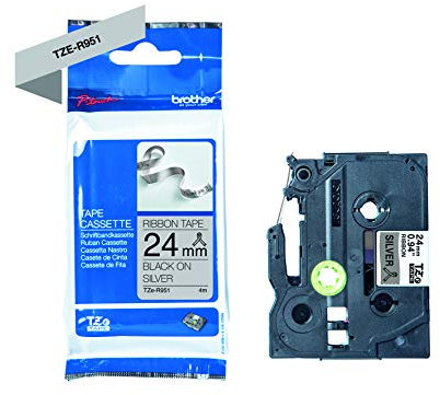 Brother textiles Schriftband TZe-R951 schwarz auf silber - 24 mm breit, 4 m lang (u.a. für Brother P-touch D600VP, E500VP, E550WVP, H500, P700, Cube Plus, P750W, P900W, P950NW)