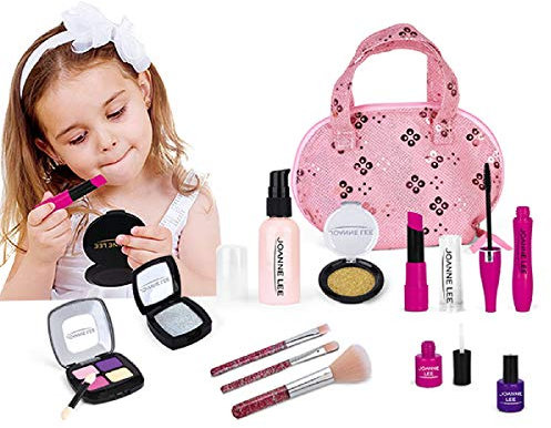 Girls Pretend Makeup set, safe and no real makeup substance, so no stain, no mess. Cosmetic beauty kit, with cosmetic bag (Pack of 1)