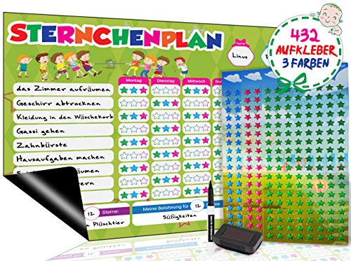 Brute Strength – Magnetische Belohnungstafel – 42 x 29 cm | Magnetische Belohnungstafel und Wochenplaner für bis zu 3 Kinder; Aufgabenfelder, Sternsticker und Whiteboard-Marker