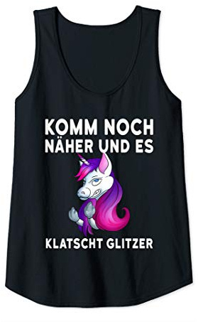 Damen Komm noch Näher und es klatscht Glitzer Tank Top