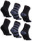 DANISH ENDURANCE Mens Socks, Organic Cotton, Soft, Breathable, Ladies Socks, Everyday, Unisex, 3 or 6 Pack, Multicolour (2x Black, 2x Black/Blue Stripes, 2x Black/Blue Heel and Toe), 9-12