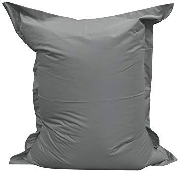chilly pilley Sitzsack L XL XXL Bodenkissen Beanbag Styropor Füllung Riesensitzsack Sitzkissen Gartenkissen zum Liegen und Sitzen Wasserdicht Wasserabweisend (100x155, Grau)