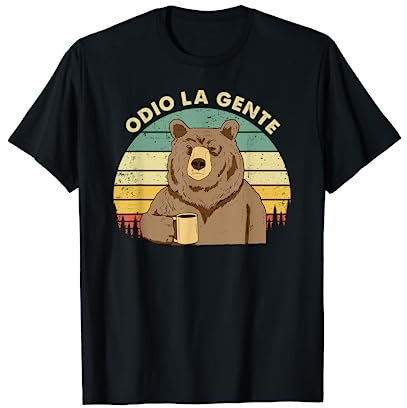 Odio La Gente Orso Caffè Divertente Regalo I Hate People Maglietta