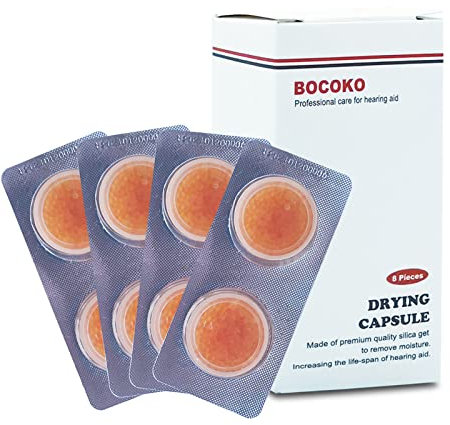 BOCOKO 8 Pieces Hearing Aid Drying Capsules C&C Dry-Cap for Phonak, Starkey and Unitron Charger Case