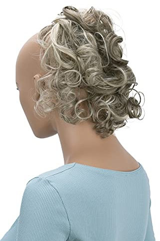 CAISHA Haarteil Haargummi Lena Hochsteckfrisuren Brautfrisuren Voluminös Gelockt Unordentlich Dutt Kunstfaser DM17cm Naturblond Gesträhnt G25L