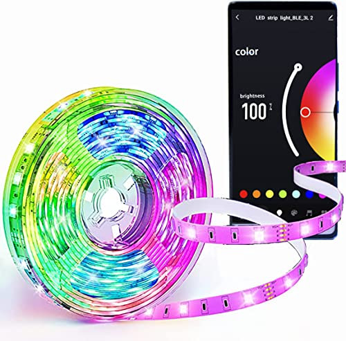 Bz&Rl Smart LED Strip Light - Waterproof16.4ft RGB Color Changing Strip App Control and Music Synchronization Easy to Install for Bedroom, Game Room, Living Room, Party Decorations