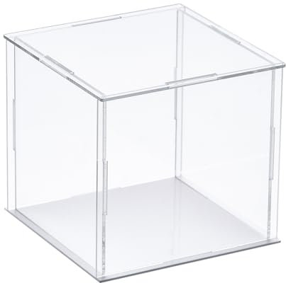 sourcing map Klar Vitrine, Acrylbox Zusammenbauen Transparent Staubdichte Box Vitrine 20x20x20cm für Sammlerstücke, Kunsthandwerk