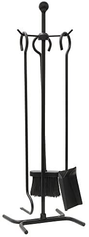 JVL Edale Contemporary Fireside Companion Set, Black