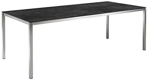 OUTLIV. Kreta Gartentisch, Silber/Concrete Coal, 140x80 cm, modernes Design mit Tischplatte aus Keramik