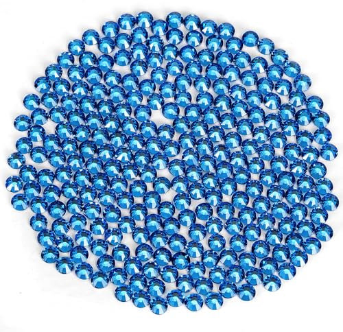 Flatback Rhinestones Non Hotfix Rhinestones for Crafts Glass Nail rhinestones Nail Gems Crystals Rhinestones for Makeup Bags Shoes Decoration DIY(SS8,1440pcs,Capri Blue)