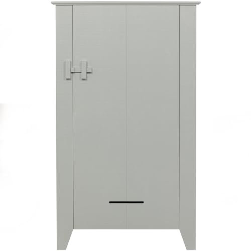 WOOOD Gijs Wohnzimmerschrank Nebel - Vorratsschrank aus Gesägte Kiefer Holz für Wohnzimmer Schlafzimmer Badezimmer 142x85x38 cm