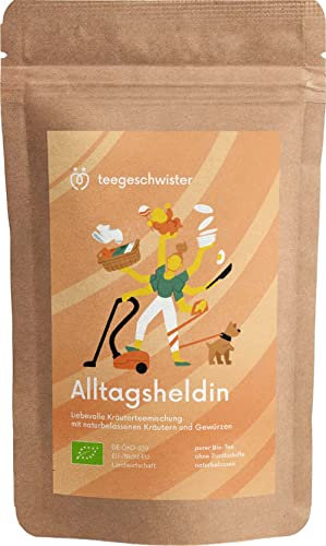 teegeschwister® | Alltagsheldin Bio-Tee | Geschenkidee für die für die Kollegin, beste Freundin oder Frau | Geschenktee mit Zitronenverbene, Fenchel & Lavendelblüten | 60g