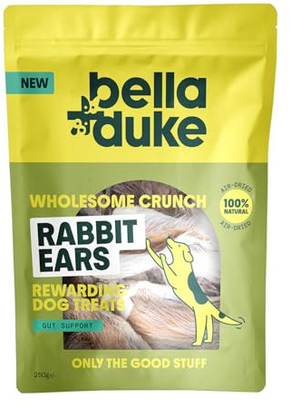Bella+Duke Rabbit Ears Crunchy and Satisfying Chews for Dogs | Support Digestion, Grain Free, High Protein, Hypoallergenic, 100% Natural Alternative to Processed Treats