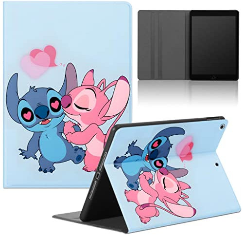 Tablet Hülle für iPad 9/8/7 10,2 Modell 2021/2020/2019, 9./8./7. Generation, Schutzhülle mit Cute Stitch Muster Halten Sie vorne Case PU Leder Flip TPU Stoßfest Verstellbar Ständer Tablet Folio, 07