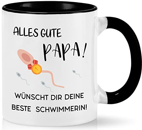 Joymaking Kaffeetasse Vatertagsgeschenk für Männer Lustig Geburtstag Geschenkidee Kaffeetasse mit Spruch - Alles Gute Papa Wünscht Dir Deine Beste Schwimmerin