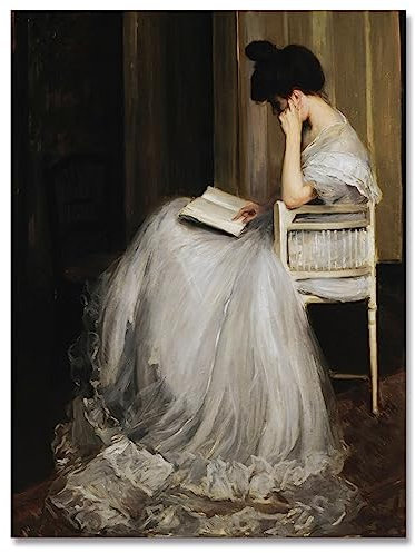 uoyien Vintage Französische Leinwand Wandkunst Berühmte Kunstwerk Frau Lesen Porträt Ölgemälde Dark Academia Ästhetischer Druck 19. Jahrhundert Antikes Poster Retro Galerie Schlafzimmer Dekor 30,5 x