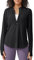 G4Free Long Sleeve Sports T-Shirt Women UPF 50+ Sun Half Zip Shirts Lightweight Quick Dry Workout Tops Running Hiking Breathable Activewear with Thumb Holes Black