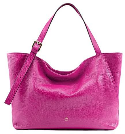 LUDMILLA Grande Borsa a spalla in pelle manici regolabili (Fucsia)