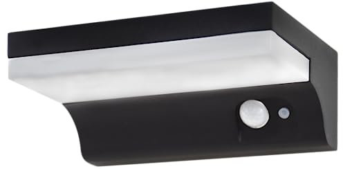 REV LUMUS 130 Solar Wandleuchte mit Bewegungsmelder, LED Wandlampe, Solarleuchte Garten, 150lm, 3000K, 2W, IP65, schwarz