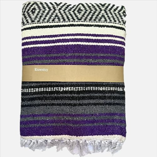 Kiuwxduy Mexikanische Manuell Strickdecke Decke,Sofa üBerwurf Meditations Yogamatte,Boho Outdoor Camping Picknickdecke Festival Blanket(Purple)