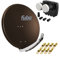 Digital Sat Anlage 2 Satelliten Astra/Hotbird - 4 Teilnehmer | Fuba DAA850B Sat Schüssel 85cm braun + DUR-line MB6-QS Monoblock Quad LNB 6° (DVB-S2, HDTV, 4K/8K, 3D) + 8xF-Stecker vergoldet