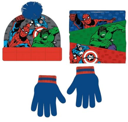 MARVEL Unisex Kids, Höschen Mütze und Handschuhe Set, Blau, Estándar