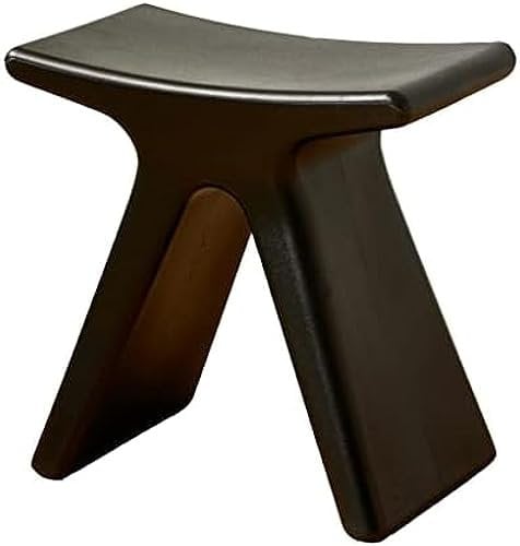 Tabouret Bas en Plastique Créatif, Tabouret De Douche De Salle De Bain Antidérapant Imperméable, Siège Confortable pour Chaussures À Changement Fort pour Salon Chambre Cuisine, 43.5×24×41.5cm,Noir