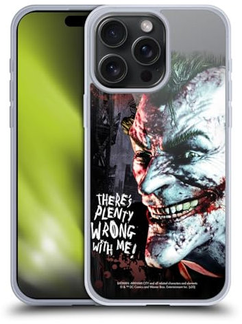 Head Case Designs Officially Licensed Batman Arkham City Joker Wrong With Me Graphics Gel Case [Military Grade Protection] Compatible with Apple iPhone 15 Pro Max and Compatible with MagSafe