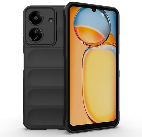 ESTH® Liquid Silicone Case for Xiaomi Redmi 13C with Anti-Germ Protection, Anti-Scratch Soft Microfiber Lining, High Resilience Gel Rubber Full Body Shockproof Cover, Black