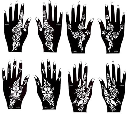 8 Blätter Blumen und Rosen Tattoo Schablone Tattoo Vorlage für Hand und Körperbemalung Rosalia