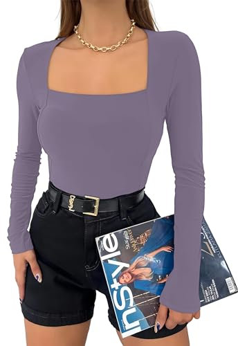 NONSAR Maglietta sportiva da donna, traspirante, a maniche lunghe, ad asciugatura rapida, per il tempo libero, viola., XL