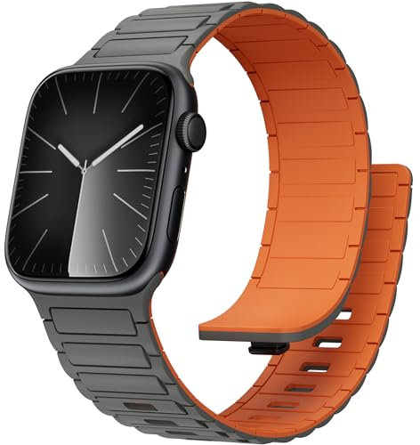 LEIXIUER Cinturino Magnetico per Apple Watch Bracciale 46mm 45mm 44mm 41mm 40mm 42mm 38mm 49mm per Uomo,Cinturini Silicone con Fibbia in Metallo per iWatch Bracciale Ultra 2 SE Serie 10 9 8 7 6 5 4 3