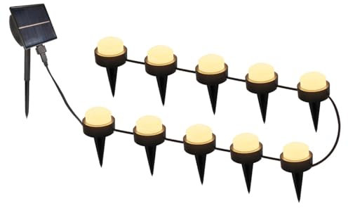 10 mini-spots lumineux solaires à piquer balisage allée SOLIRAY LED blanc chaud 12m