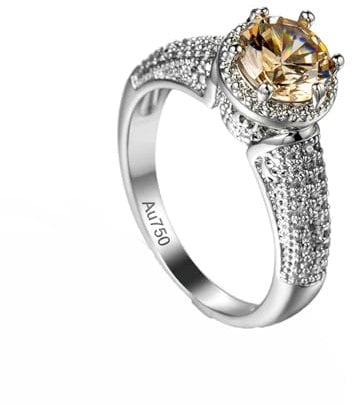 KnSam 18 Karat Au750 Weiß Gold Verlobungsring, Citrin Klassisch Simple Ring Trauringe Orange, 18K Gold Pärchen Ringe mit Moissanit Echte Goldschmuck, Gr.56 (17.8)