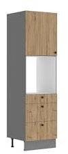 Küche AVA Artisan Hochschrank 60 cm Lamellenoptik Küchenzeile Einbauküche