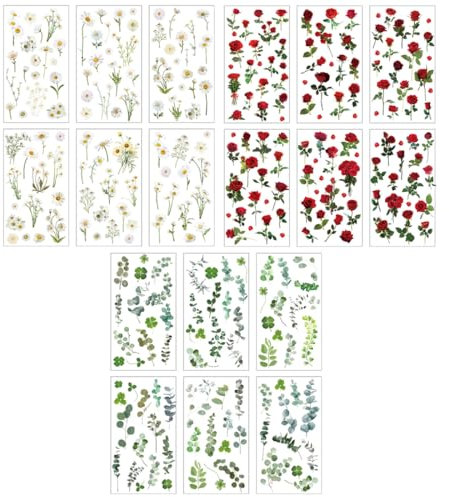 Scrapbooking Aufkleber PET Blumen Aufkleber Pflanzen Sticker, Flower Stickers Blumenaufkleber für Scrapbook Fotoalbum Sammelalbum Laptops Handwerk (Flower spectrum)