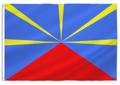 PTEROSAUR Drapeau de l'île de la Réunion - 0,6 x 0,9 m - Drapeau de la Réunion - Œillets en laiton - Décoration intérieure et extérieure