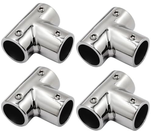 UGLYAF 4 pz Corrimano Marino for Barche in Acciaio Inossidabile 316 90 Gradi T/Tee Raccordo Corrimano Connettore for Tubo da 22mm/25mm(25mm)