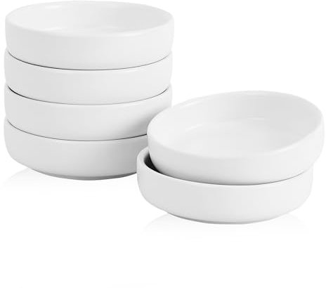 Swuut Keramik Sojasosenschale,9cm Dipping Schalen 6er Set, kleine Vorspeisen Pinch Dip Schüssel für Beilagen, Sushi, Ketschup, BBQ (Weiß)