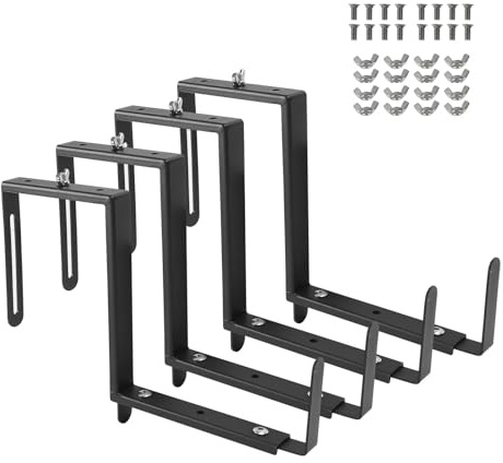 XZWMY Verstellbare Pflanzkastenhalterungen aus Karbonstahl, strapazierfähig, universelle Outdoor-Hängehalterungen, Blumenkastenhalterungen für Zaungeländer, Fensterbank, Terrasse, Garten, Balkon