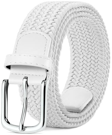 MATLAB Ceinture Tressée Élastique – Ceinture Extensible Unisexe pour Femme & Homme – Confortable et Polyvalente pour Jean, Pantalon ou Travail – Blanc