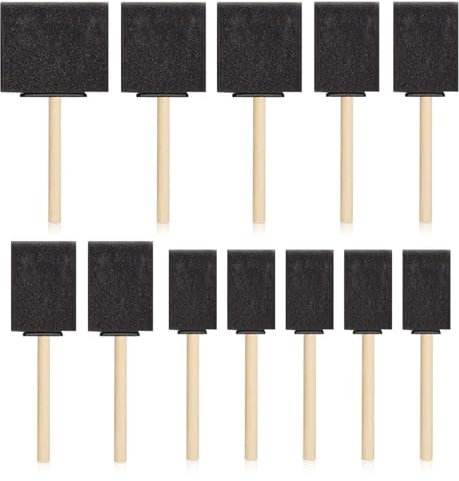 Foam Paint Brushes for Wood Stain 12 Pcs Foam Sponge Brush Painting Craft Sponges Brushes Tools for Stains Varnish Glue 4 Sizes