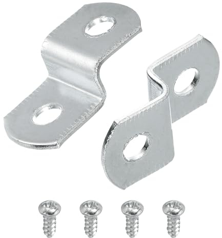 sourcing map 100 Pcs 1/4 Offset Canvas Clips, Picture Framing Mirror Clips Z Shape Canvas Painting Mounting Clips with 2 Mounting Holes with Screws, Silver