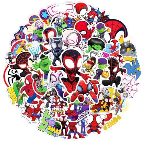 50 Pcs Sticker Set, Spidey and His Friends Aufkleber Kinder, Wasserfest Stickers für Mädchen Jungen Koffer Skateboard Laptop Kühlschrank Fahrräder DIY Scrapbooking Spielzeug Deko Kindergeburtstag