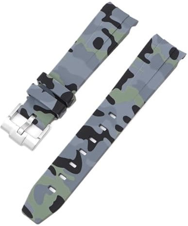 IRFKR Para Omega Swatch MoonSwatch extremo curvado pulsera de goma de silicona hombres mujeres deporte reloj banda accesorio 20mm(Camo grey01)